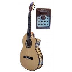 Martinez MF7 CE Guitarra Flamenca de Ebano Blanco con Cutaway y Previo Double MD100