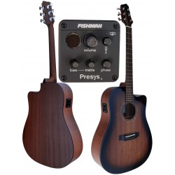 Egmond AV60DCE Burst – Guitarra Electroacústica Dreadnought con Cutaway, Tapa Maciza de Sapeli y Previo Fishman Presys II