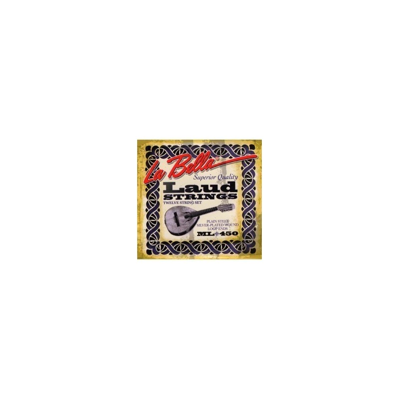 Jeu De Cordes La Bella ML 450 Pour Laud - 12 Cordes Acier/Argenté - Accordage G#2 à A4